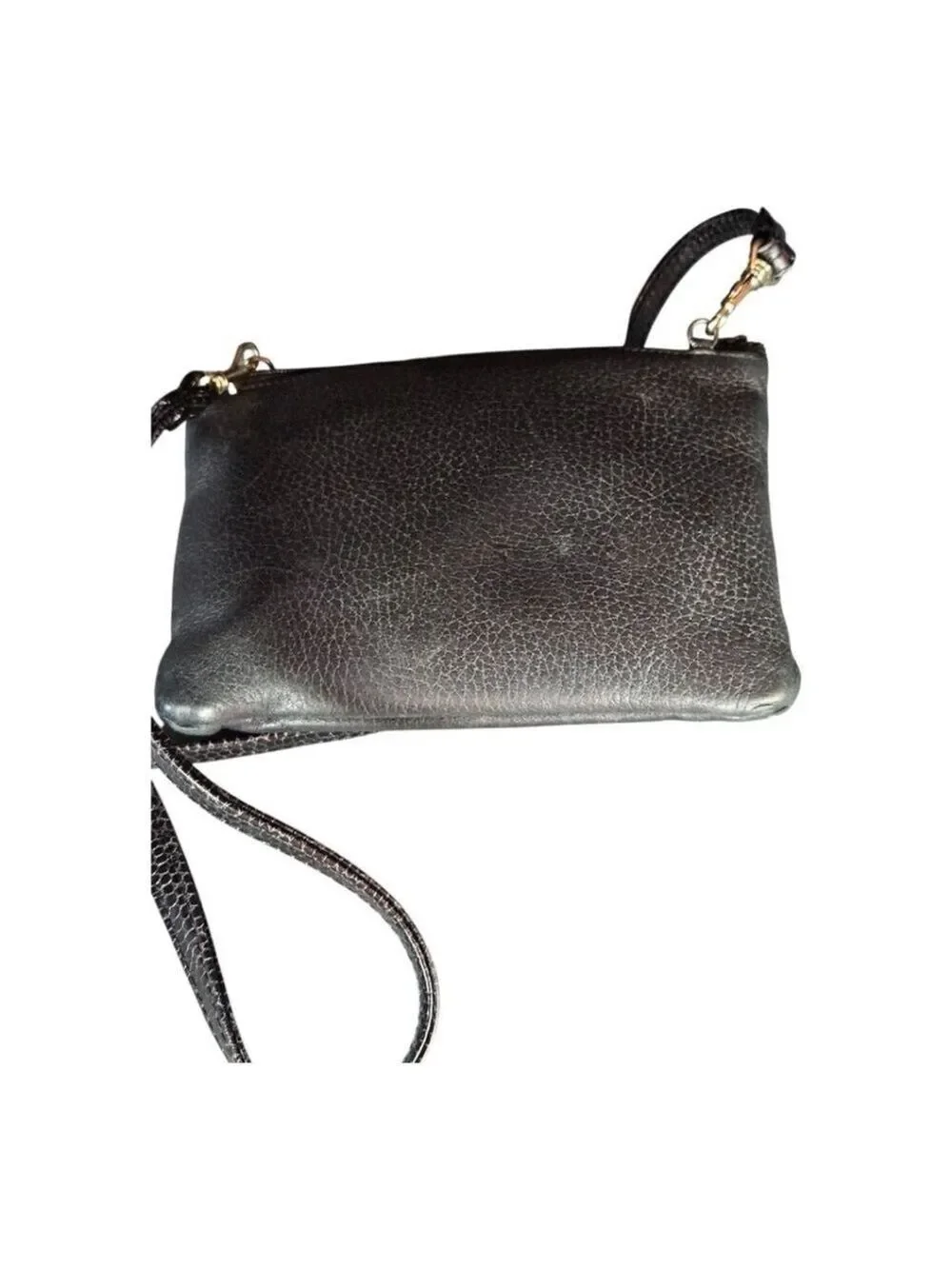 Brighton One Size Black Brown Croc Embossed Leather Crossbody Bag - Picture 14 of 15